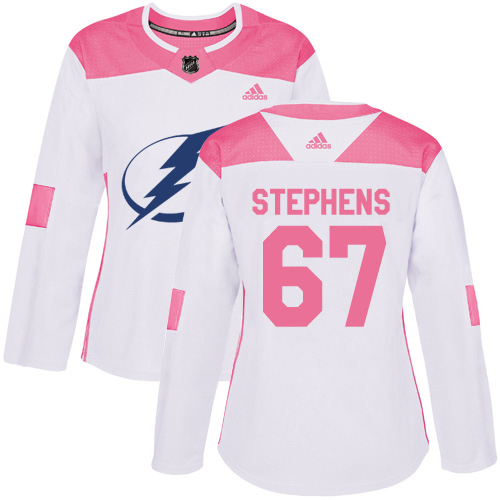 Adidas Tampa Bay Lightning #67 Mitchell Stephens White Pink Authentic Fashion Women Stitched NHL Jersey->women nhl jersey->Women Jersey